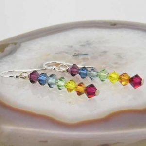 Sterling silver chakra earrings with swarovski crystal elements