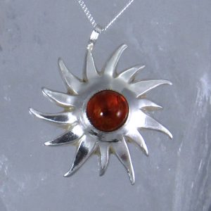 Sunshine silver and amber pendant