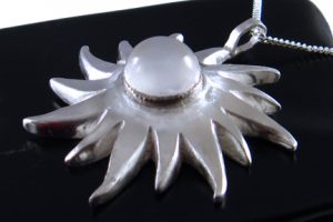 Eclipse pendant with Moonstone Moon and Sterling Silver Sun