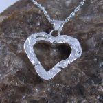 Reticulated sterling silver outline heart pendant