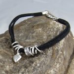 Wish for good health - silver and suede sentimental friendship bracelet