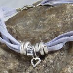 Wish for love - silver and suede sentimental friendship bracelet